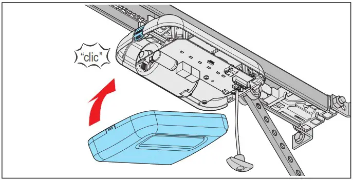 SOMMER Pro Intelligent Garage Door Operator with Separate Control Unit - Installing cover of the carriage