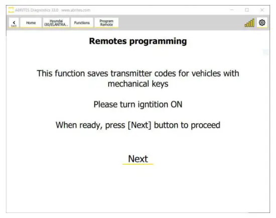 ABRITES Diagnostics for Hyundai KIA Online - Program Remotes Special Function