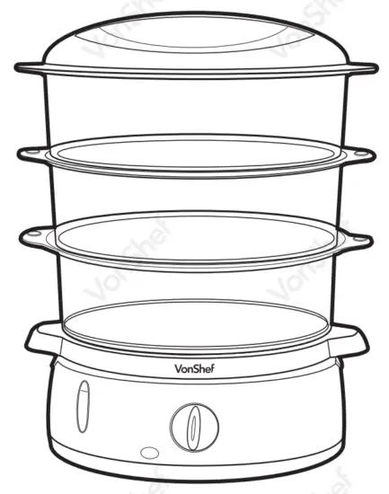 VonShef 2000047 3 Tier Steamer 800W