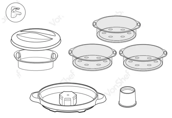 VonShef 2000047 3 Tier Steamer 800W - fig1