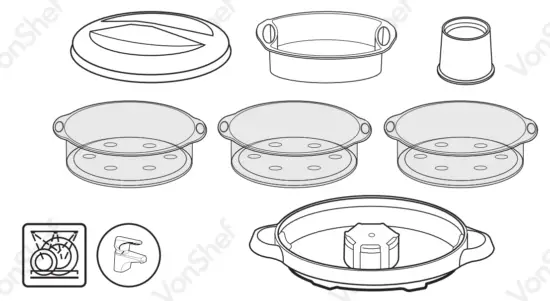 VonShef 2000047 3 Tier Steamer 800W - fig10