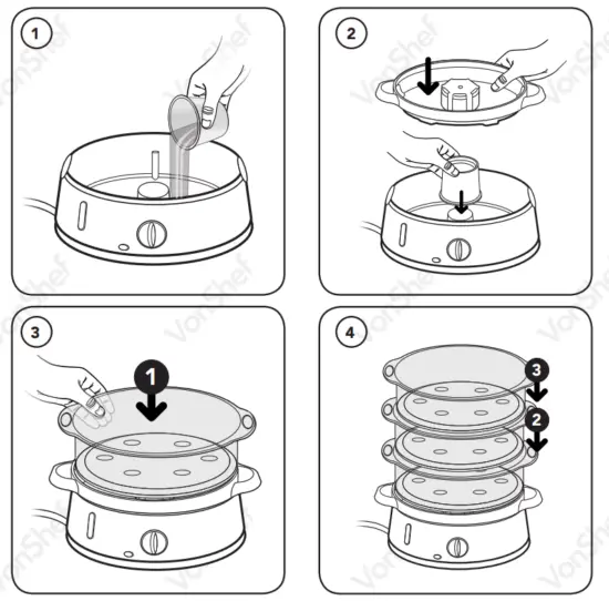 VonShef 2000047 3 Tier Steamer 800W - fig6
