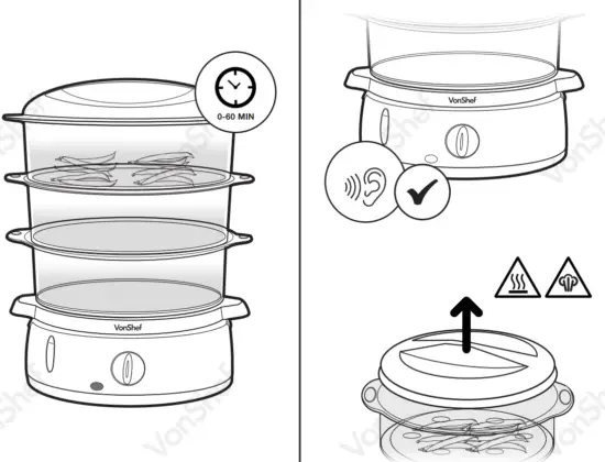 VonShef 2000047 3 Tier Steamer 800W - fig9