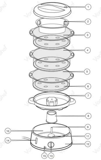 VonShef 2000047 3 Tier Steamer 800W - overview