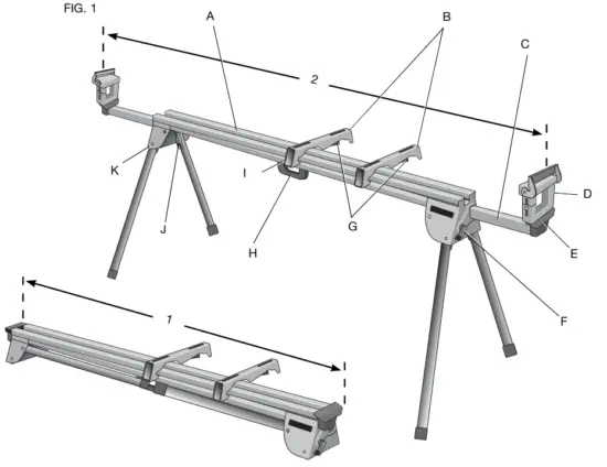 Dewalt DW723 DWX724 Heavy Duty Miter Saw Stand - Components List