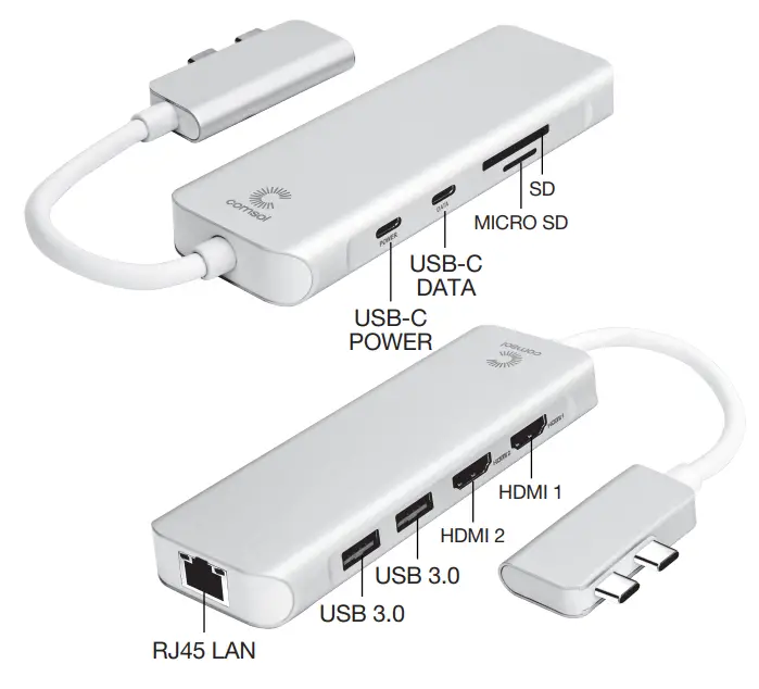comsol CM2M03 MacBook USB C Dual HDMI Multi Port Adapter - fig