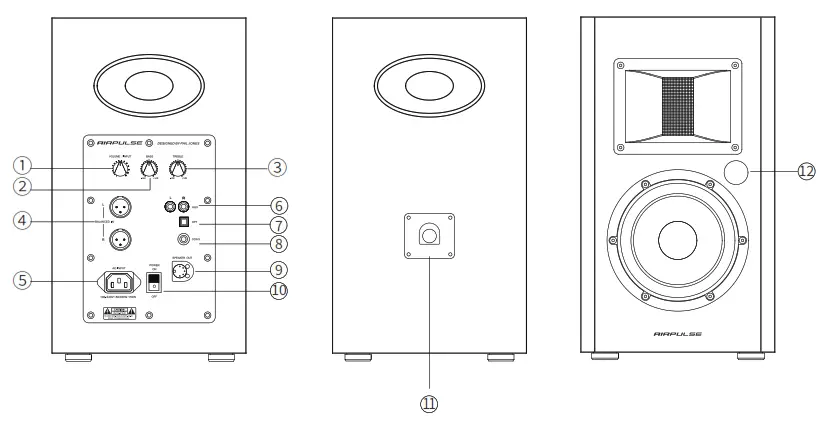 AIRPULSE A200 Active Speaker System - Speaker Controls