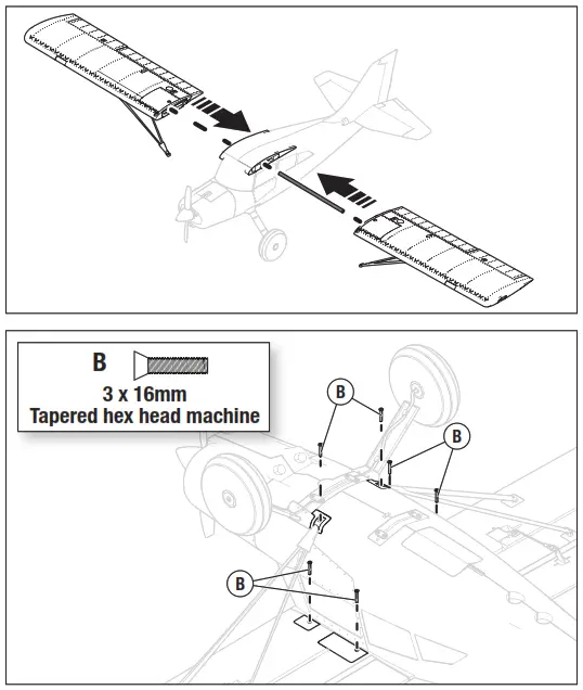 E-flite EFL53500 Maule M7 RC Plane - Wing Installation