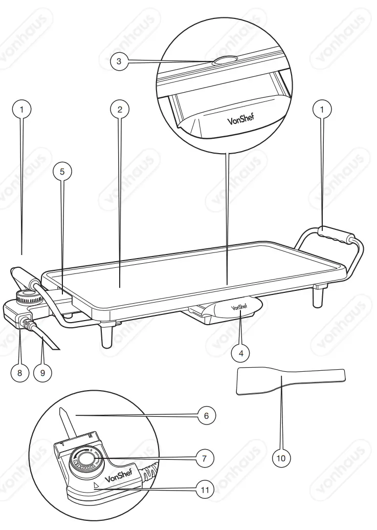 VonHaus 2007030 VonShef Teppanyaki Grill - COMPONENT