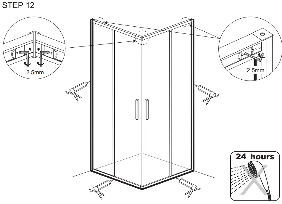 Sanimaster Star and ART Black Ecoline Douchecabine Slide Door-fig16
