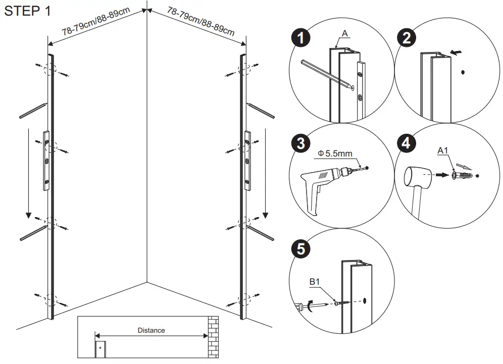 Sanimaster Star and ART Black Ecoline Douchecabine Slide Door-fig5