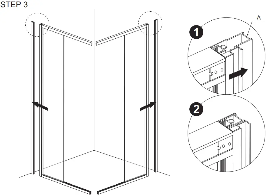 Sanimaster Star and ART Black Ecoline Douchecabine Slide Door-fig7