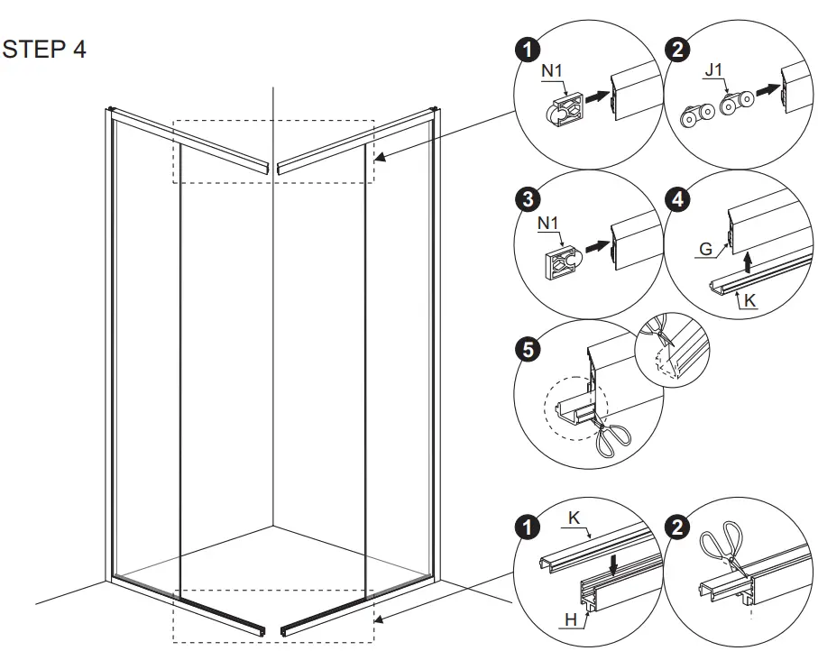 Sanimaster Star and ART Black Ecoline Douchecabine Slide Door-fig8