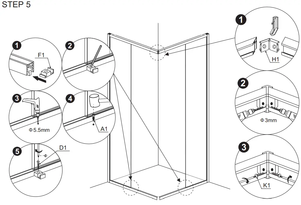 Sanimaster Star and ART Black Ecoline Douchecabine Slide Door-fig9