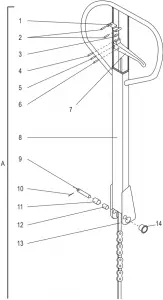 ULINE H-4122 Short Extra Narrow Pallet Truck Handle DIAGRAM