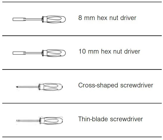 BOSCH Fridge-freezer -Required tools