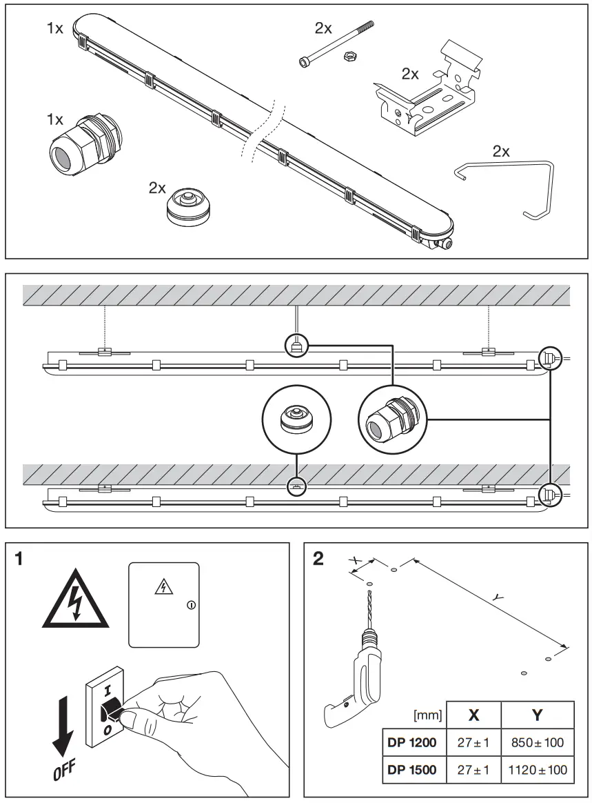 LEDVANCE G11124612 Damp Proof 1500mm 46W 4000K neutral white IP65 - DAMPPROOF IP65