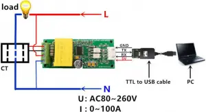 PZEM-004T-100Awiring diagram