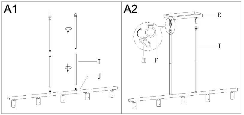 ZEVNI-Z-G7JIIEIN-4688 5-Light-Plated-Brass-and-Matte-Black-Island-Hanging-Chandelier-fig-4