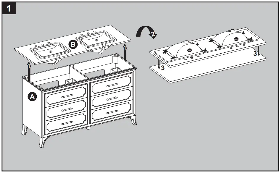 allen roth 60-in Vanity with Top 1605VA-60-201-925 -INSTALLATION INSTRUCTIONS