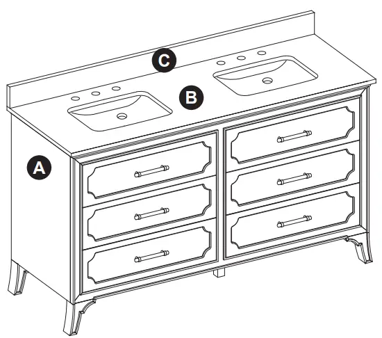 allen roth 60-in Vanity with Top 1605VA-60-201-925 -PACKAGE CONTENTS