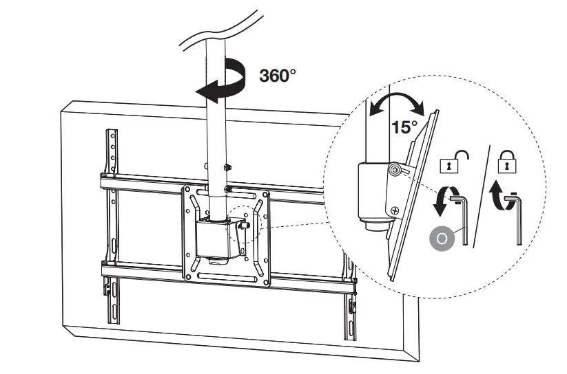 amazon B07KR4BT31 37to 80Ceiling TV Mount --Assembly10