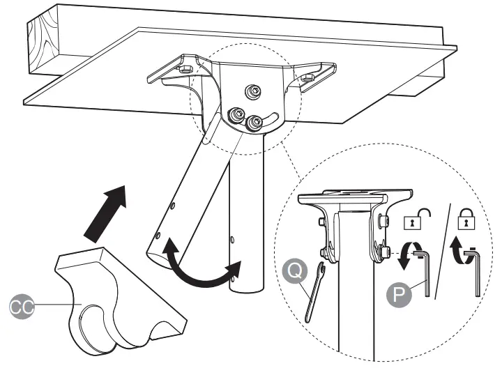 amazon B07KR4BT31 37to 80Ceiling TV Mount --Assembly5