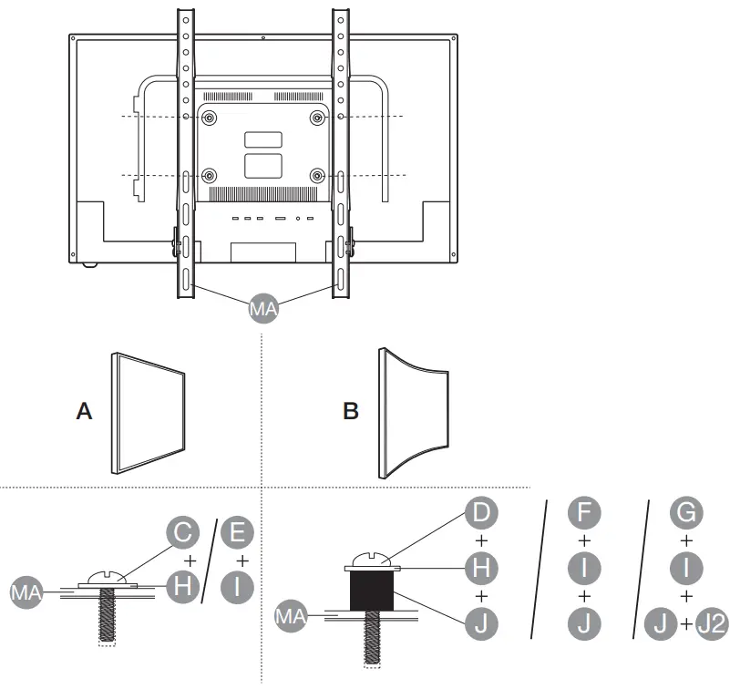amazon B07KR4BT31 37to 80Ceiling TV Mount --Assembly6