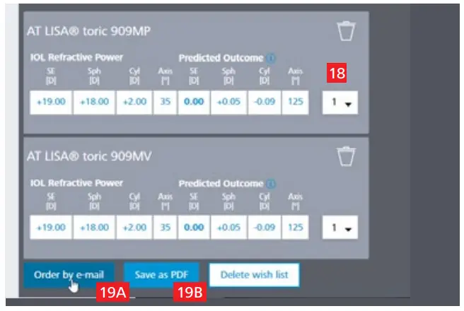 ZEISS Z CALC 2 2 Toric and Non Toric IOL Calculation and Ordering - PDF printout