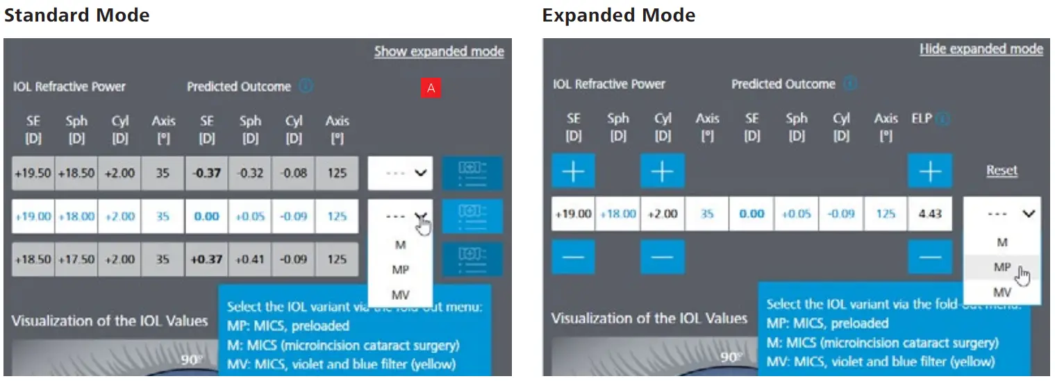 ZEISS Z CALC 2 2 Toric and Non Toric IOL Calculation and Ordering - Result Screen
