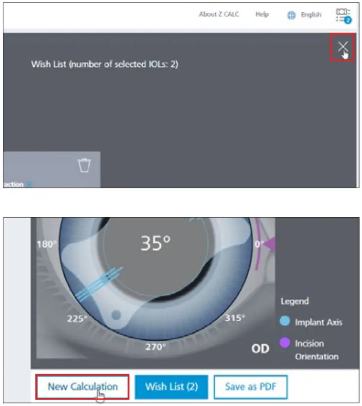 ZEISS Z CALC 2 2 Toric and Non Toric IOL Calculation and Ordering - Start new calculation