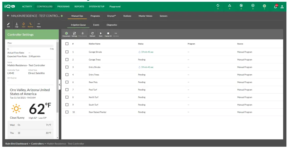 RAIN BIRD iQ4 ops Tab - app