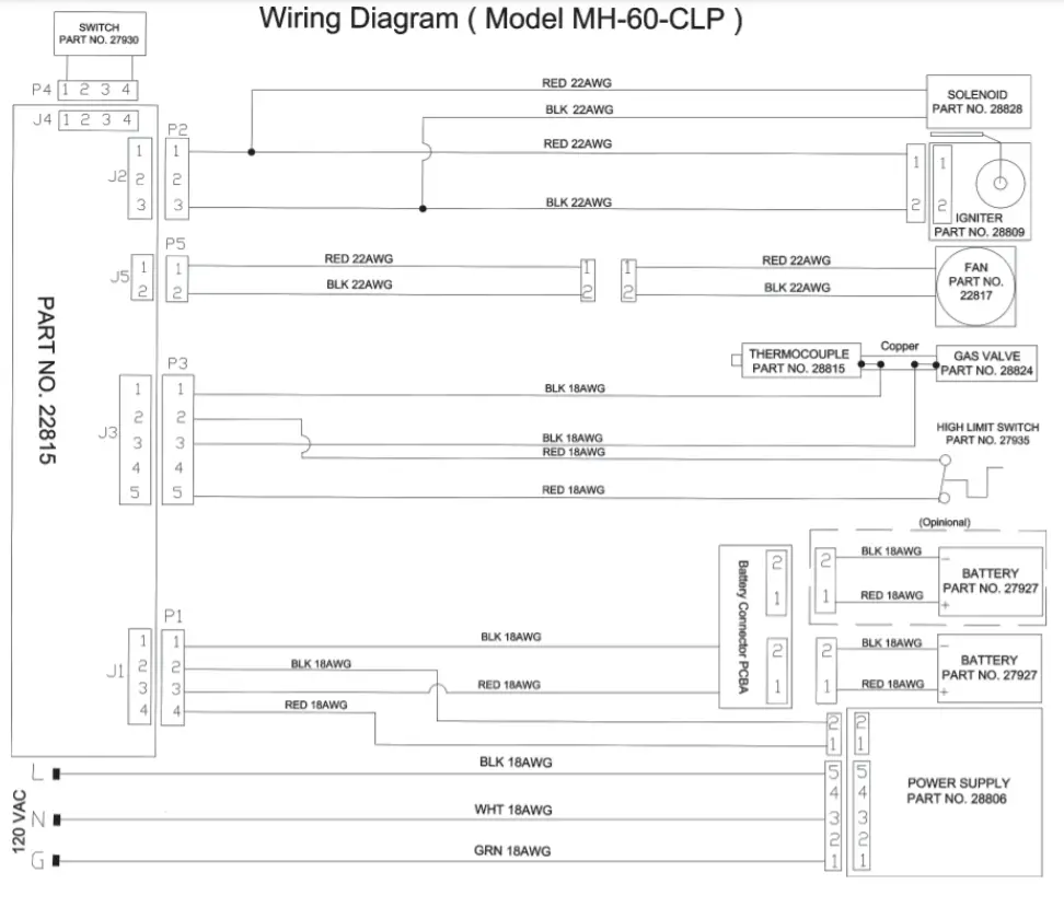 Mr Heater MH60CLP Forced Air Propane Construction-Diagram