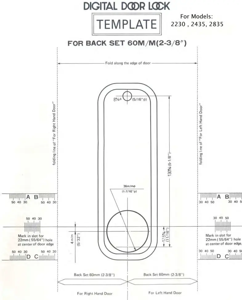 LOCKEY USA 2830 Knob-2835 Lever Mechanical Keyless Lock - Door Lock Template 1