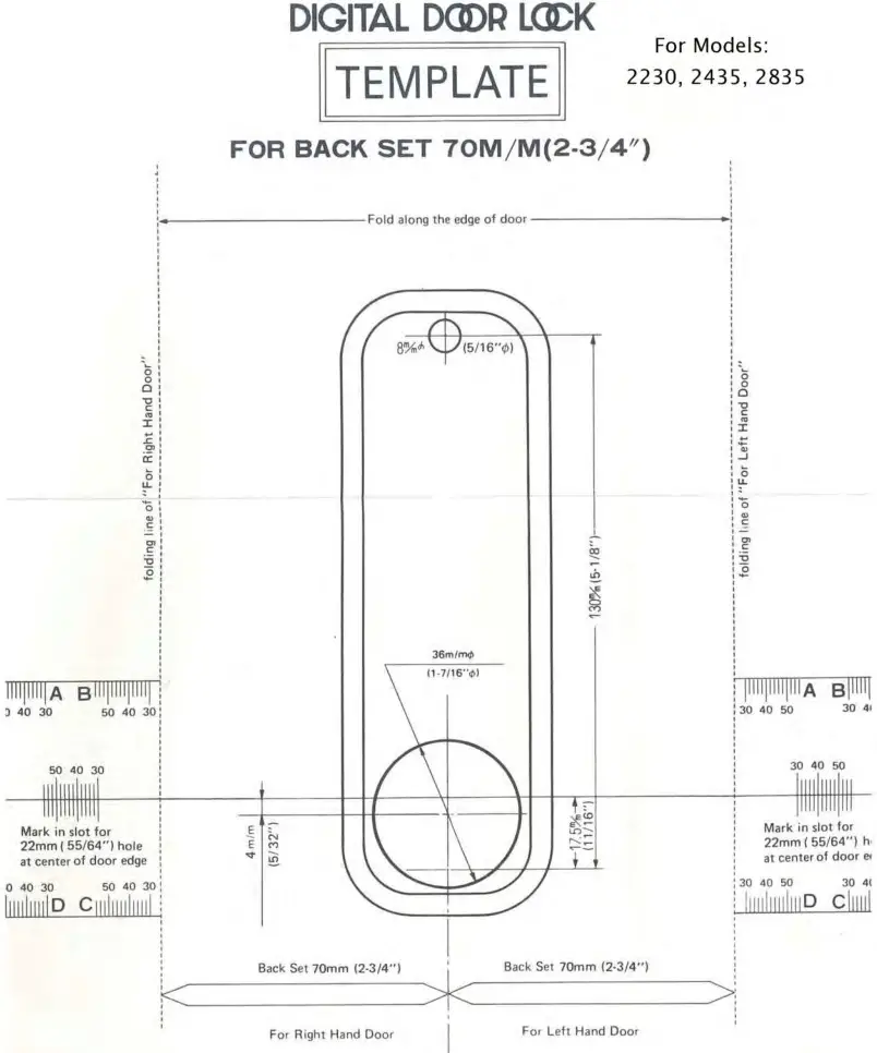 LOCKEY USA 2830 Knob-2835 Lever Mechanical Keyless Lock - Door Lock Template 2