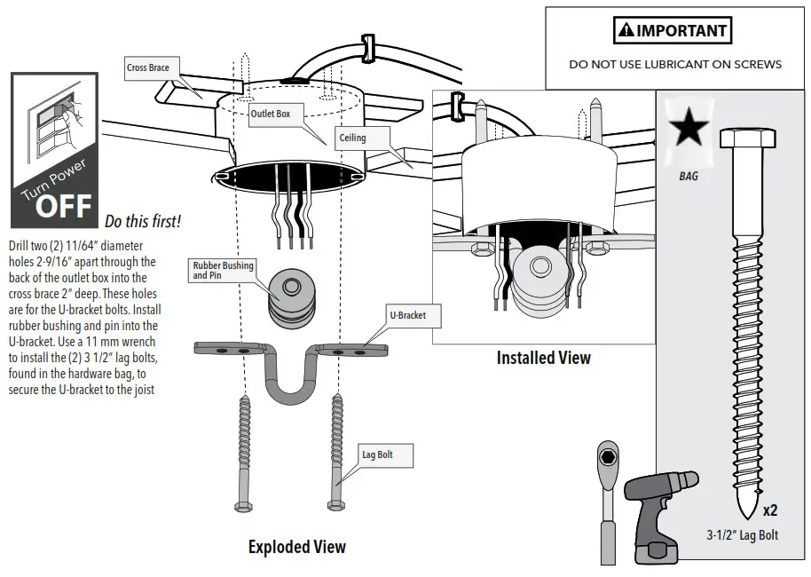 Hunter 23845 Original 52 Inch Ceiling Fan- Ceiling Hardware