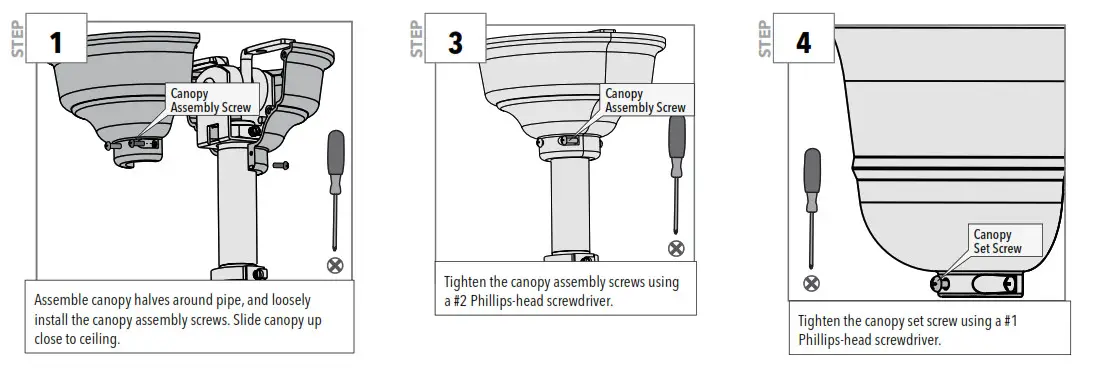 Hunter 23845 Original 52 Inch Ceiling Fan- Installing the Canopy