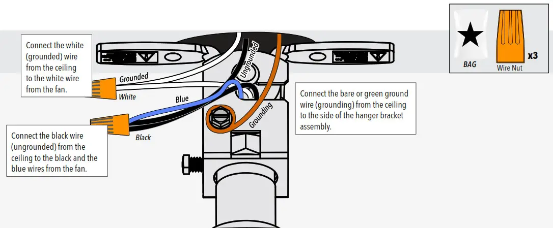 Hunter 23845 Original 52 Inch Ceiling Fan- Wiring the Fan