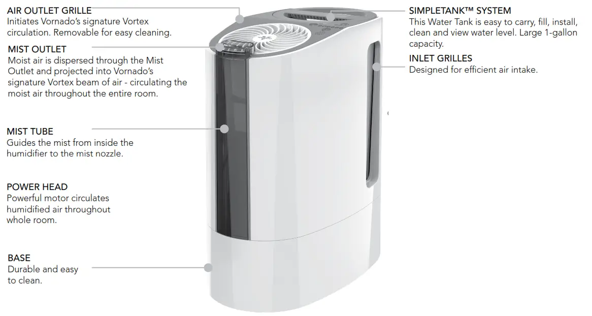 VORNADO UH100 Whole Room Ultrasonic Humidifier - AIR OUTLET