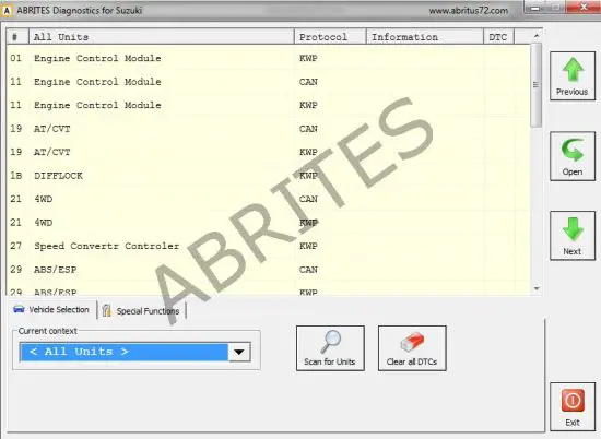 ABRITES Vehicle Diagnostics Interface For Suzuki - Basic Diagnostics