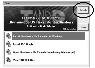 TANDD TR 74Ui Illuminance UV Recorder - Installing the Software