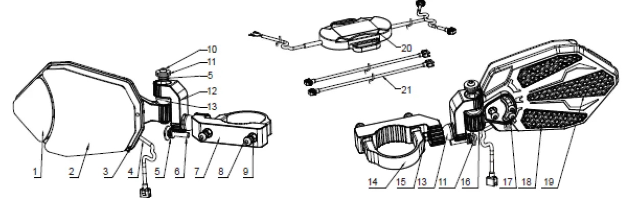 KEMIMOTO BZH0224-02 Adjustable Side Mirror FIG 1