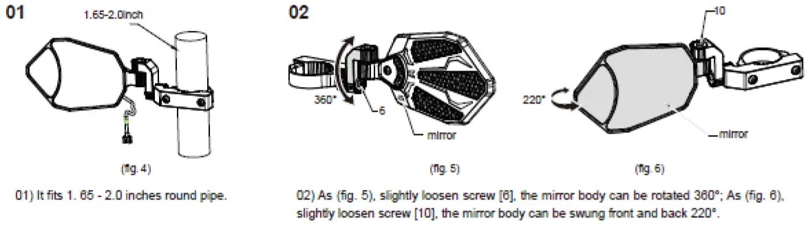 KEMIMOTO BZH0224-02 Adjustable Side Mirror FIG 6