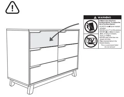 babyletto M4216 Hudson 6-Drawer Assembled Double Dresser User Manual - Children have died from furniture tip over