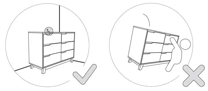 babyletto M4216 Hudson 6-Drawer Assembled Double Dresser User Manual - anti-tip kit installation
