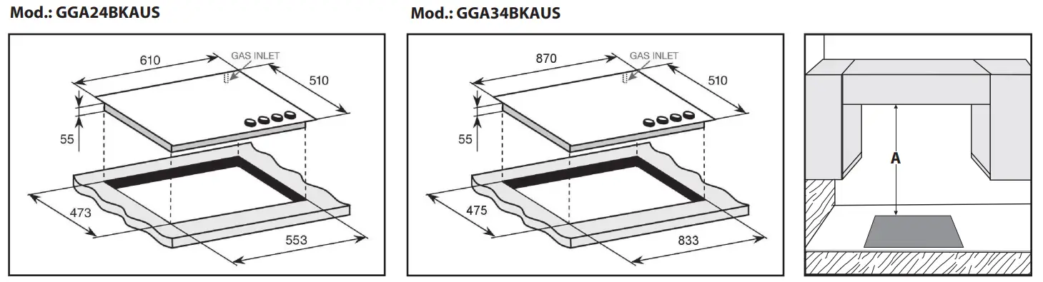 ARISTON GGA24BKAUS Gas Cooktops fig 1