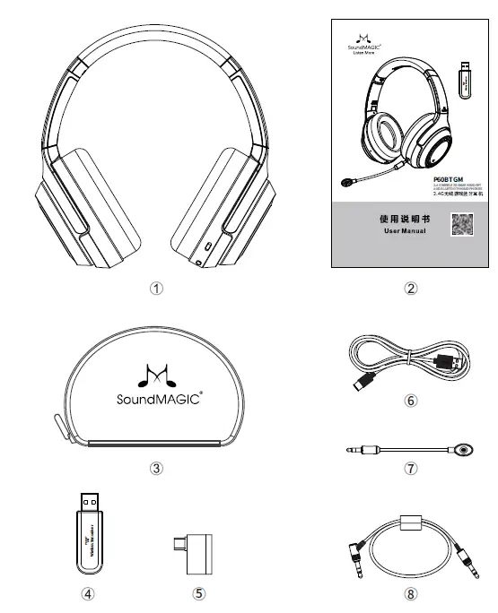SoundMAGIC P60BT GM 2.4G Wireless Gaming and Bluetooth Headset fig 1
