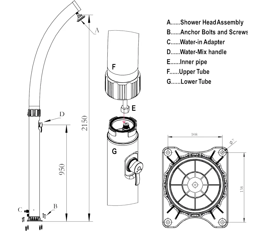 Gre 22L Solar Shower PVC - INSTALLATION