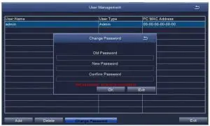 User settings or change password