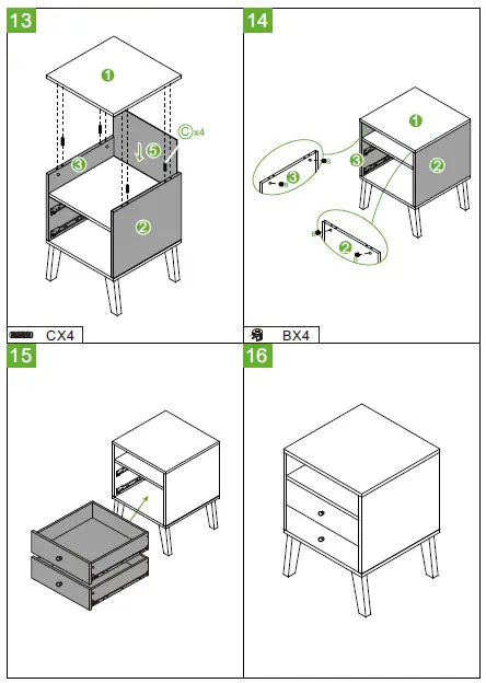 TAOHFE CL-CT4653WH 2-Drawer White Modern Bedside Table-8